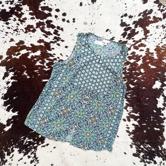 J. Jill Turquoise Bohemian Pattern Blouse M - Picture 1 of 8